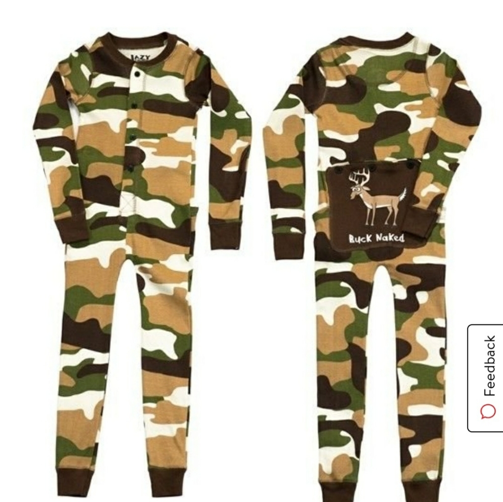Lazy One flapjacks camo long johns pajamas